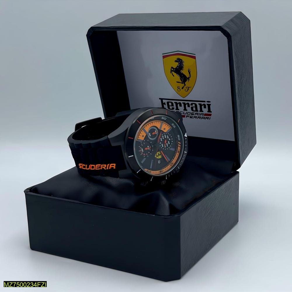 Ferrari Style Black Orange Watch for Men - Image 3