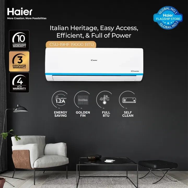 Candy - The Italian Style by Haier 1.5 Ton Heat & Cool DC Inverter Air Conditioner - CSU -19HF - High Efficiency Inverter - Energy Saving - Eco-Environment - Image 2
