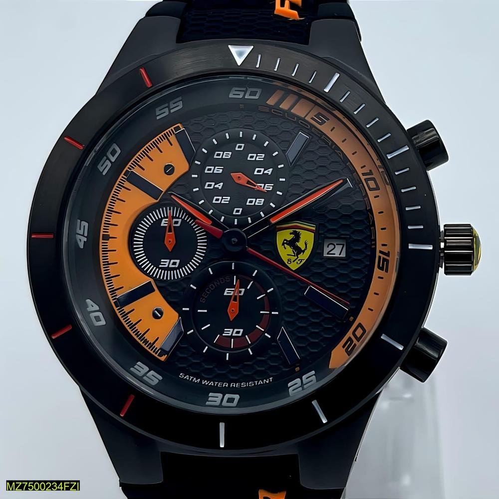Ferrari Style Black Orange Watch for Men - Image 4