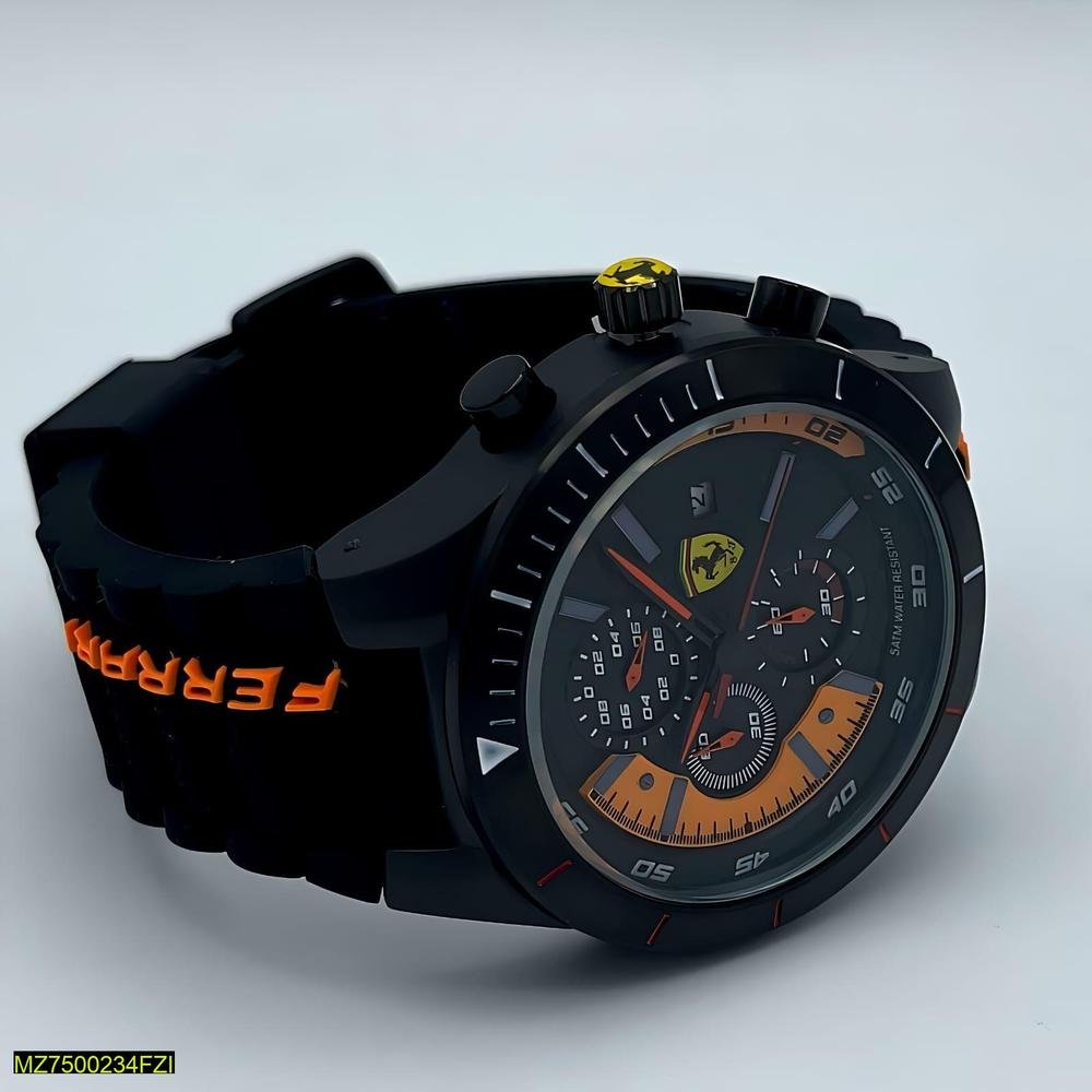 Ferrari Style Black Orange Watch for Men - Image 5